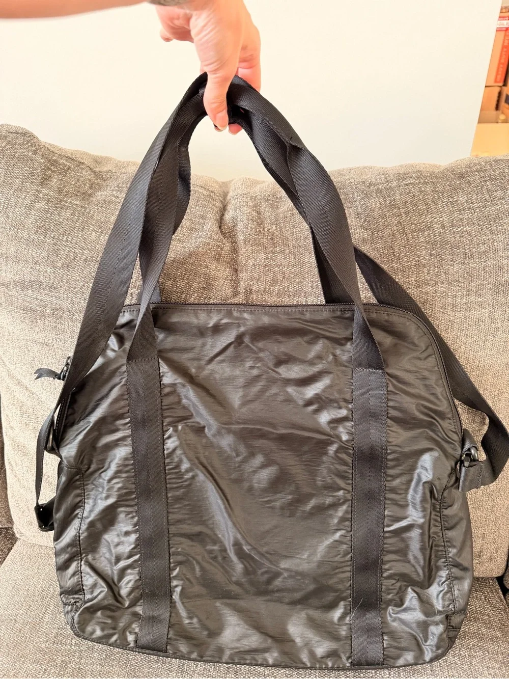 Under Armour Ruched Black Duffel Tote + Dual Carry Straps - 16”w x 15”h x 4.5”d